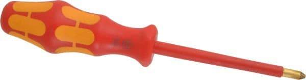 Wera - #2, 8" OAL, Insulated Phillips Screwdriver - 4" Blade Length, Round Shank, Ergonomic Handle - Exact Industrial Supply