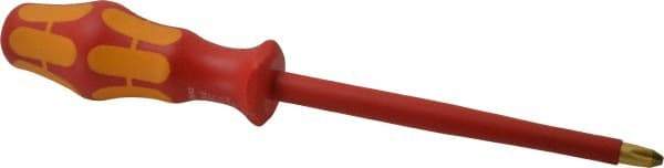 Wera - #3, 10-5/16" OAL, Insulated Phillips Screwdriver - 6" Blade Length, Round Shank, Ergonomic Handle - Exact Industrial Supply