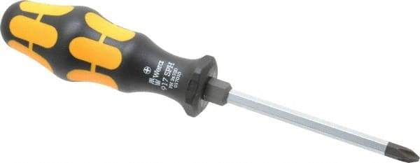 Wera - #2, 8" OAL, Demolition Phillips Screwdriver - 4" Blade Length, Hexagon Shank, Ergonomic Handle - Exact Industrial Supply