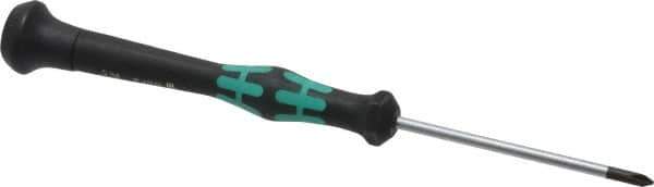 Wera - #0, 6-1/8" OAL, Electronic/Electrostatic Phillips Screwdriver - 2-3/8" Blade Length, Round Shank, Ergonomic Handle - Exact Industrial Supply