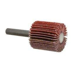 3M - 1" Diam x 1" Face Width, Fine Ceramic Alumina Coated Mounted Flap Wheel - 1/4" Shank Mount, 120 Grit, X Weighted Cloth Backing, 30,000 Max RPM - Exact Industrial Supply