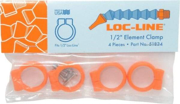 Loc-Line - Unthreaded, 1/2" Hose Inside Diam, Coolant Hose Element Clamp - For Use with 1/2" Loc-Line Modular Hose System, 4 Pieces - Exact Industrial Supply