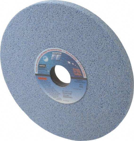 Norton - 8" Diam x 1-1/4" Hole x 1/2" Thick, H Hardness, 46 Grit Surface Grinding Wheel - Ceramic, Type 1, Coarse Grade, 3,600 Max RPM, Vitrified Bond, No Recess - Exact Industrial Supply