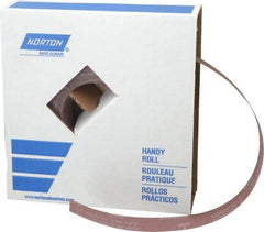 Norton - 1-1/2" x 50 Yd 600 Grit Aluminum Oxide Cloth Roll - Extra Fine Grade, J Weighted Backing - Exact Industrial Supply