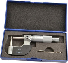 Value Collection - 1 Inch Measurement Range, 0.0001 Inch Graduation, Barrel Anvil, Ratchet Stop Thimble, Mechanical Tube Micrometer - Accurate Up to 0.0001 Inch, Accurate Up to 0.0001 Inch, Enamel Finish, Carbide - Exact Industrial Supply