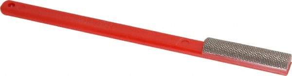 3M - 1-3/4" OAL Very Fine Half Round Sharpener Diamond File - 1/2" Wide, 1-3/4 LOC, Red - Exact Industrial Supply