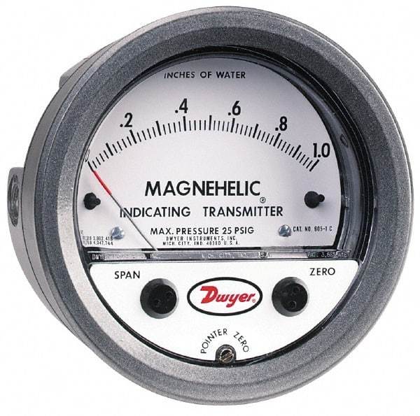Dwyer - 25 Max psi, Differential Pressure Transmitter with Indication - 1/8" Thread - Exact Industrial Supply