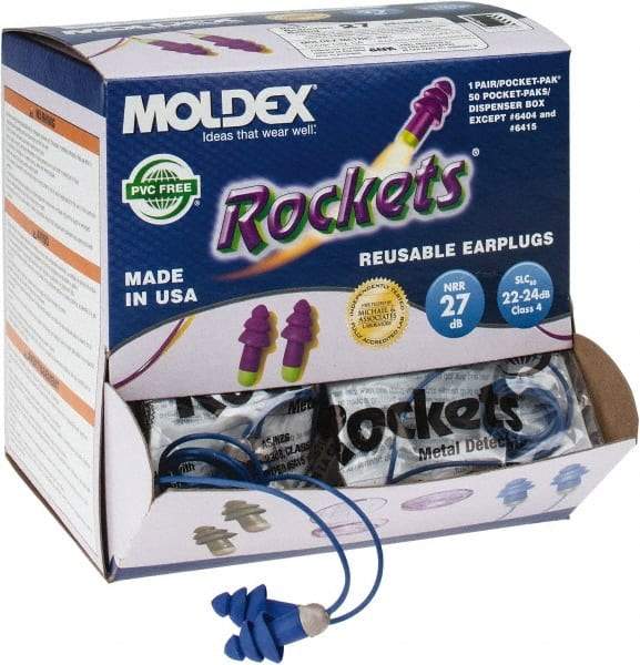 Moldex - Metal Detectable, Reusable, Corded, 27 dB Earplugs - Blue - Exact Industrial Supply
