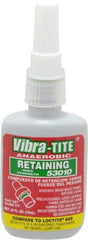 Vibra-Tite - 10 mL Bottle, Green, High Strength Liquid Retaining Compound - Series 530, 24 hr Full Cure Time, Hand Tool Removal - Exact Industrial Supply