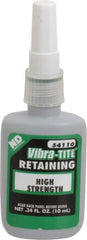 Vibra-Tite - 10 mL Bottle, Green, High Strength Liquid Retaining Compound - Series 541, 24 hr Full Cure Time, Heat Removal - Exact Industrial Supply