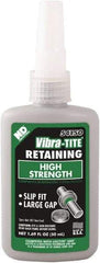 Vibra-Tite - 50 mL Bottle, Green, High Strength Liquid Retaining Compound - Series 541, 24 hr Full Cure Time, Heat Removal - Exact Industrial Supply