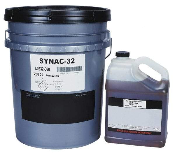 Lubriplate - 5 Gal Pail, ISO 32, SAE 10, Air Compressor Oil - 155 Viscosity (SUS) at 100°F, 46 Viscosity (SUS) at 210°F, Series SYNAC 32 - Exact Industrial Supply