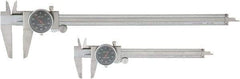 Value Collection - 0 to 6 and 12" Outside Diameter Dial Caliper Set - 0.001" Graduation, 0.1 Range per Revolution, Stainless Steel, Black Face - Exact Industrial Supply