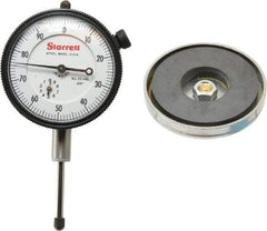 Starrett - 0.001" Graduation, 0-100 Dial Reading, Indicator & Base Kit - 0.34" Base Height, 2" Base Diam - Exact Industrial Supply