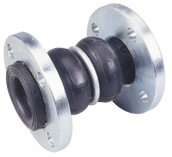 Unisource Mfg. - 2" Pipe, Neoprene Double Arch Pipe Expansion Joint - 7" Long, 1" Extension, 2" Compression, 225 Max psi, Flanged - Exact Industrial Supply
