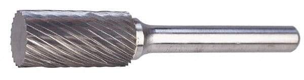 M.A. Ford - 5/8" Cut Diam, 1/4" Shank Diam, Cylinder Head Single Cut Burr - Carbide, Flat End, 1" LOC, 3" OAL - Exact Industrial Supply