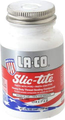 LA-CO - 1/4 Pt Brush Top Can White Thread Sealant - Paste with PTFE, 500°F Max Working Temp, For Metal, PVC, CPVC & ABS Plastic Pipe Threads - Exact Industrial Supply