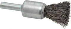 Weiler - 1/2" Brush Diam, Crimped, End Brush - 1/4" Diam Steel Shank, 25,000 Max RPM - Exact Industrial Supply