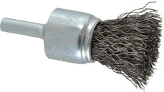 Weiler - 3/4" Brush Diam, Crimped, End Brush - 1/4" Diam Steel Shank, 22,000 Max RPM - Exact Industrial Supply