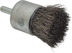 Weiler - 1" Brush Diam, Crimped, End Brush - 1/4" Diam Steel Shank, 22,000 Max RPM - Exact Industrial Supply