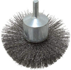 Weiler - 3" Brush Diam, Crimped, Flared End Brush - 1/4" Diam Shank, 16,000 Max RPM - Exact Industrial Supply