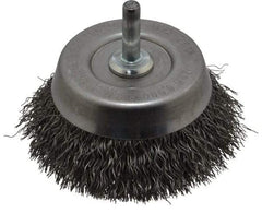 Weiler - 2-3/4" Diam, 1/4" Shank Diam, Steel Fill Cup Brush - 0.0118 Wire Diam, 7/8" Trim Length, 6,000 Max RPM - Exact Industrial Supply