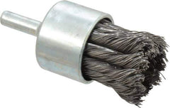 Weiler - 1-1/8" Brush Diam, Knotted, End Brush - 1/4" Diam Shank, 22,000 Max RPM - Exact Industrial Supply