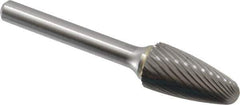 Made in USA - 1/2" Cut Diam, 6mm Shank Diam, Tree with Radius Head Single Cut Burr - Carbide, Radius End, 1" LOC, 2-3/4" OAL - Exact Industrial Supply