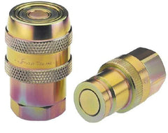 Parker - 3/8 Thread Stainless Steel Hydraulic Hose Valved Coupler - 5,000 psi, 12 GPM - Exact Industrial Supply