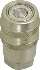 Parker - 1/4 Thread Steel Hydraulic Hose Valved Coupler - 10,000 psi, 6 GPM - Exact Industrial Supply