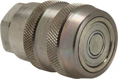 Parker - 3/8 Thread Steel Hydraulic Hose Valved Coupler - 10,000 psi, 12 GPM - Exact Industrial Supply