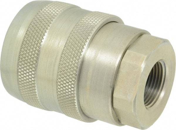 Parker - 3/4 Thread Steel Hydraulic Hose Valved Coupler - 7,500 psi, 40 GPM - Exact Industrial Supply