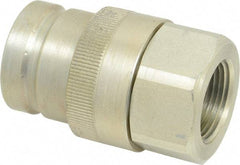 Parker - 1 Thread Steel Hydraulic Hose Valved Coupler - 7,500 psi, 90 GPM - Exact Industrial Supply