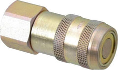 Parker - 1/2 Thread Steel Hydraulic Hose Valved Coupler - 3,000 psi, 20 GPM - Exact Industrial Supply