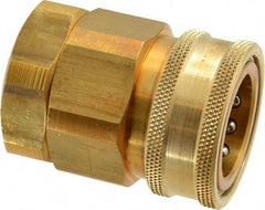 Parker - 1 Thread Brass Hydraulic Hose Valved Coupler - 1,750 psi, 80 GPM - Exact Industrial Supply