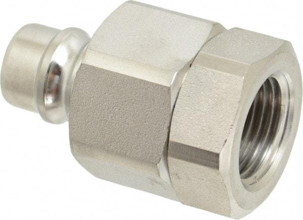 Parker - 1/2 Thread Stainless Steel Hydraulic Hose Valved Coupler - 3,750 psi, 30 GPM - Exact Industrial Supply