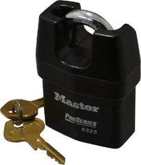 Master Lock - 3/4" Shackle Clearance, Keyed Alike Padlock - 3/8" Shackle Width, 3/8" Shackle Diam, Laminated Steel - Exact Industrial Supply