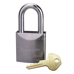 Padlock: Steel, Keyed Different, 2″ Wide, Chrome-Plated 3/8″ Shackle Dia, 3/8″ Shackle Width, 1-1/2″ Shackle Height