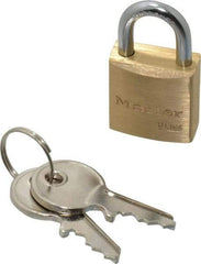 Master Lock - 7/16" Shackle Clearance, Keyed Alike Padlock - 5/32" Shackle Diam, Brass - Exact Industrial Supply