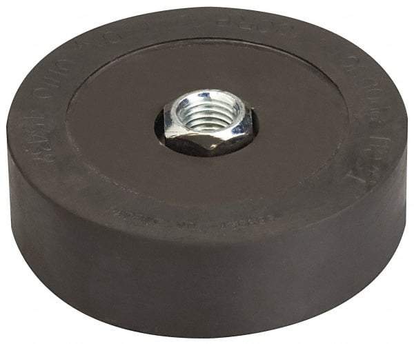 Tech Products - 8000 Lb Capacity, 3/4-10 Thread, 1-1/2" OAL, Steel Stud, Tapped Pivotal Socket Mount Leveling Pad & Mount - 5" Base Diam, Neoprene Pad - Exact Industrial Supply