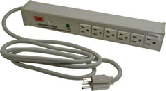 Wiremold - 6 Outlets, 120 Volts, 15 Amps, 6' Cord, Power Outlet Strip - 1 Circuits, Free Hanging Mount, 5-15P NEMA Configuration, UL Listed File 1449 - Exact Industrial Supply