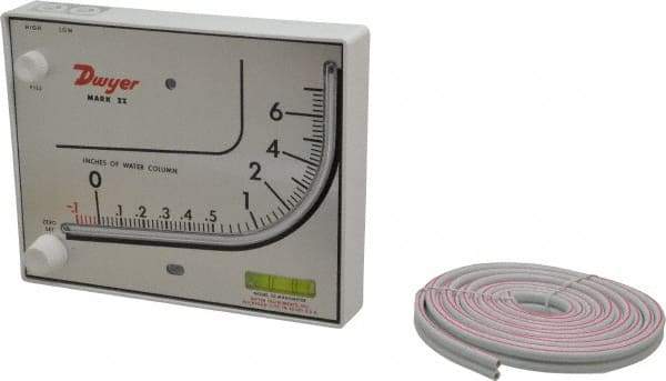 Dwyer - 15 Max psi, 3% Accuracy, Plastic Manometer - 15 Maximum PSI, 7 Inch Water Column, 140°F Max - Exact Industrial Supply