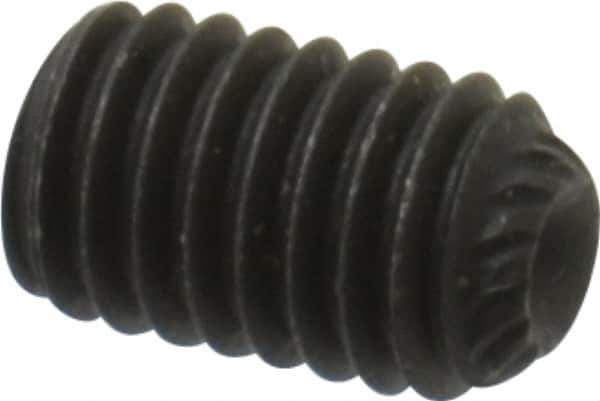 Value Collection - #10-32 UNF, 5/16" OAL, Knurled Cup Point Set Screw - Grade 8 Alloy Steel, 3/32" Key - Exact Industrial Supply