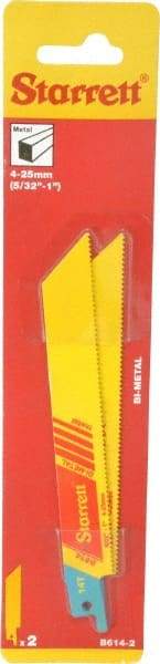 Starrett - 6" Long x 3/4" Thick, Bi-Metal Reciprocating Saw Blade - Straight Profile, 14 TPI, Toothed Edge, Universal Shank - Exact Industrial Supply