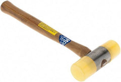 No-Mar - 1-1/4 Lb Head 1-1/2" Face Steel Hammer - Wood Handle - Exact Industrial Supply