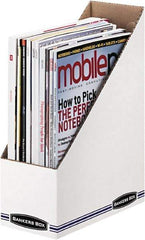 BANKERS BOX - White/Blue Magazine Stand - Corrugated Cardboard - Exact Industrial Supply