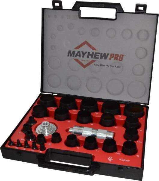 Mayhew - 27 Piece, 1/8 to 2", Hollow Punch Set - Comes in Plastic Case - Exact Industrial Supply