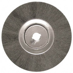 Anderson - 12" OD, 1-1/4" Arbor Hole, Crimped Steel Wheel Brush - 1/2" Face Width, 3" Trim Length, 0.006" Filament Diam, 3,000 RPM - Exact Industrial Supply