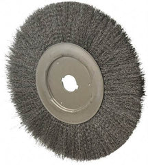 Anderson - 12" OD, 1-1/4" Arbor Hole, Crimped Steel Wheel Brush - 1/2" Face Width, 3" Trim Length, 0.0118" Filament Diam, 3,000 RPM - Exact Industrial Supply