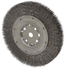 Anderson - 8" OD, 5/8" Arbor Hole, Crimped Steel Wheel Brush - 3/4" Face Width, 1-1/2" Trim Length, 0.0104" Filament Diam, 4,500 RPM - Exact Industrial Supply